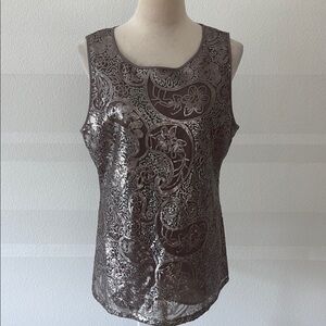Banana Republic Silver Sequined Sleeveless Blouse Tank Top